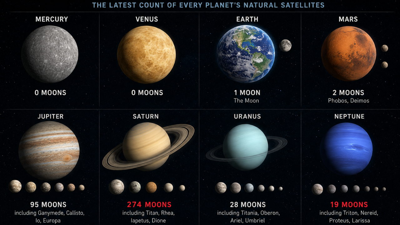 How many moons do the planets have: The latest count of every planet's ...