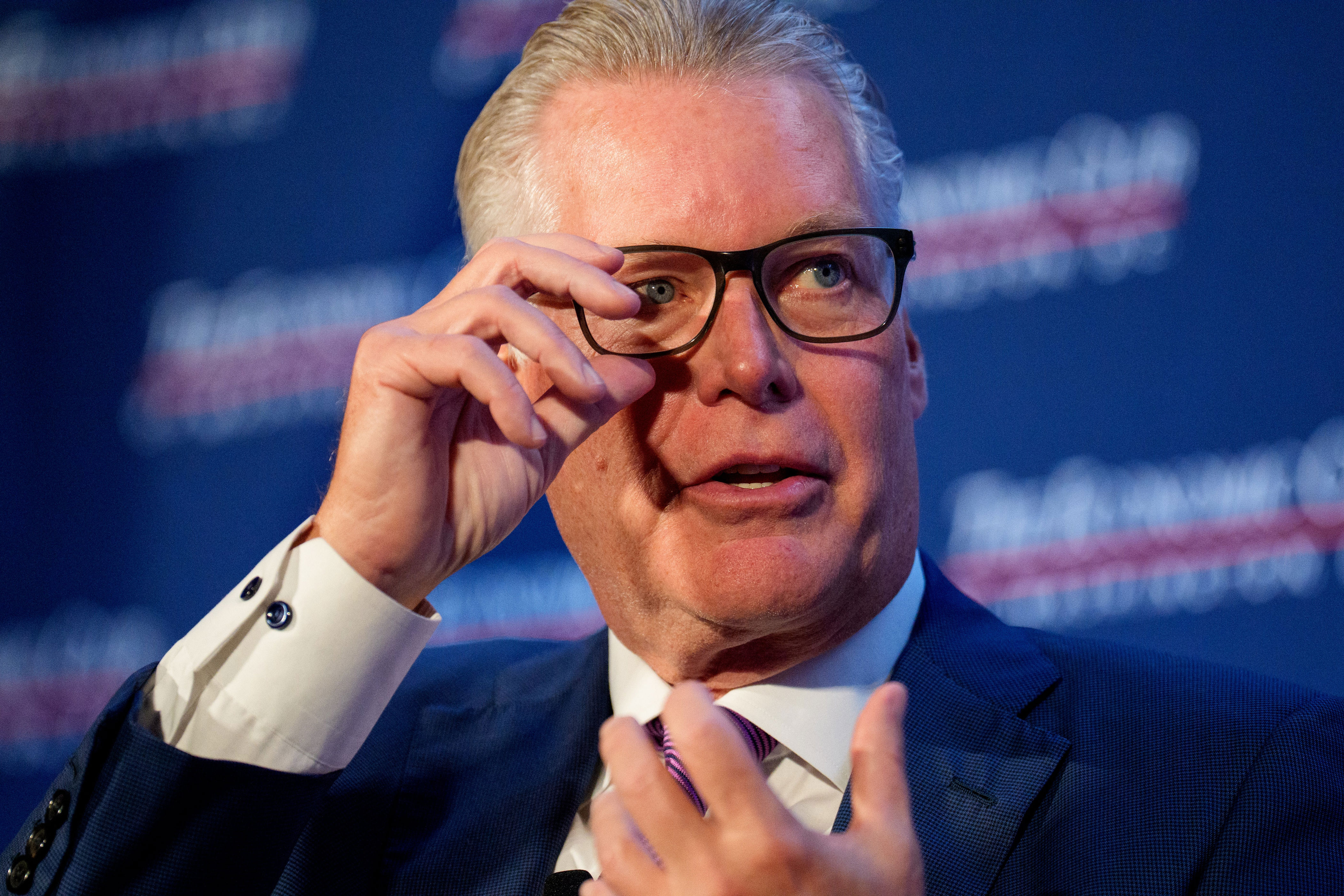 Delta CEO Ed Bastian said airline fares haven’t dropped as fast as jet fuel prices because ‘there's not a lot of supply we can bring in because the air traffic control system is congested’ (Getty)
