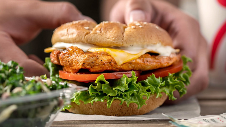 Chick-fil-A sandwich with salad