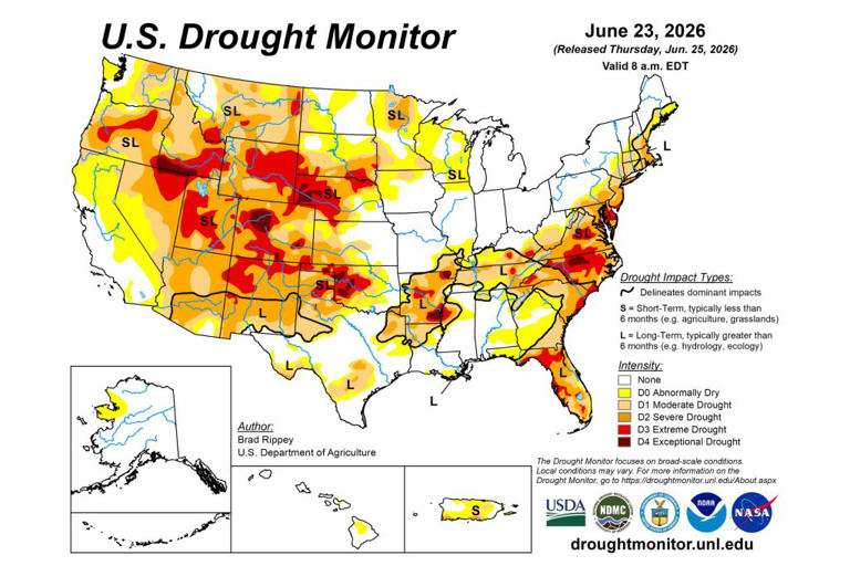 US drought prediction for July as new map released