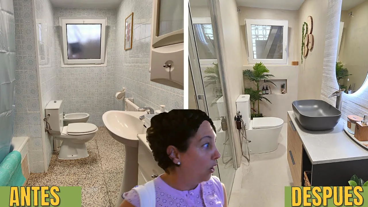 Transformación de baño con estilo tropical mediante el uso de microcemento