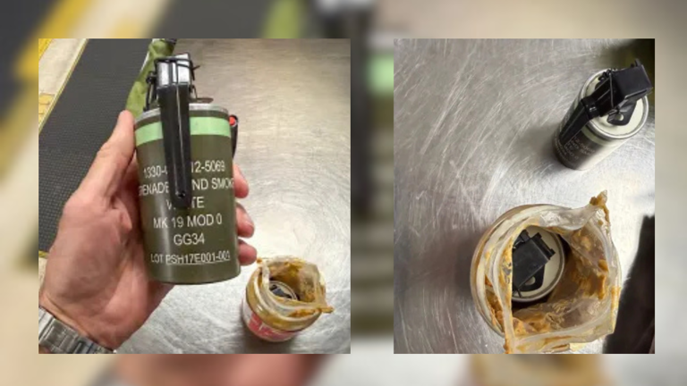 TSA finds smoke grenade jammed inside peanut butter jar at Indy airport