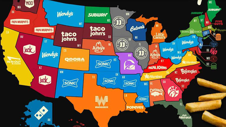 America's favorite fast food chains, mapped by state