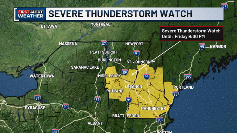 Severe thunderstorm watch issued for central Vermont and New Hampshire ...