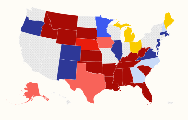 Map shows Trump approval rating in each state with critical Senate races