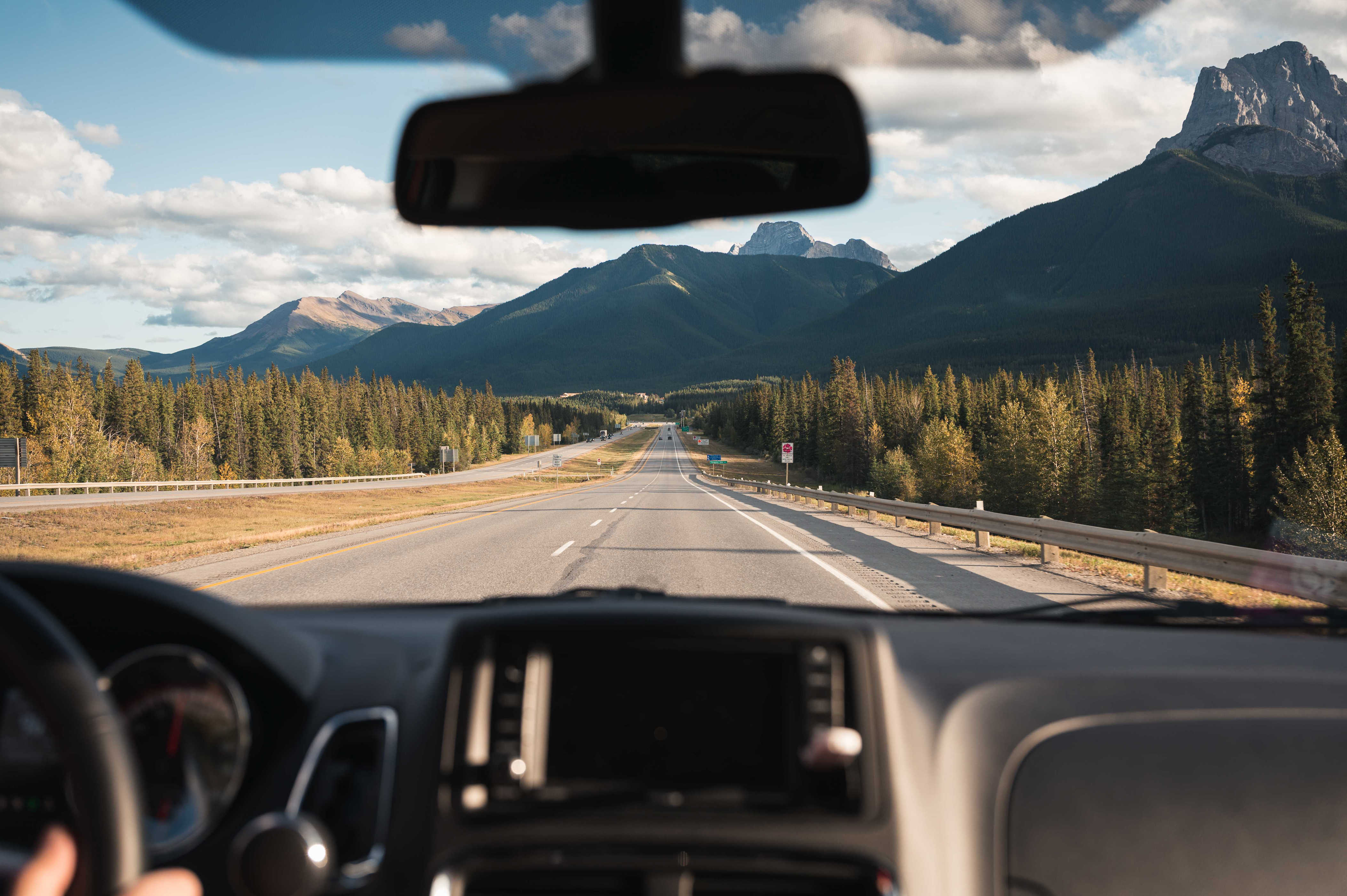 Highway driving Banff National Park
