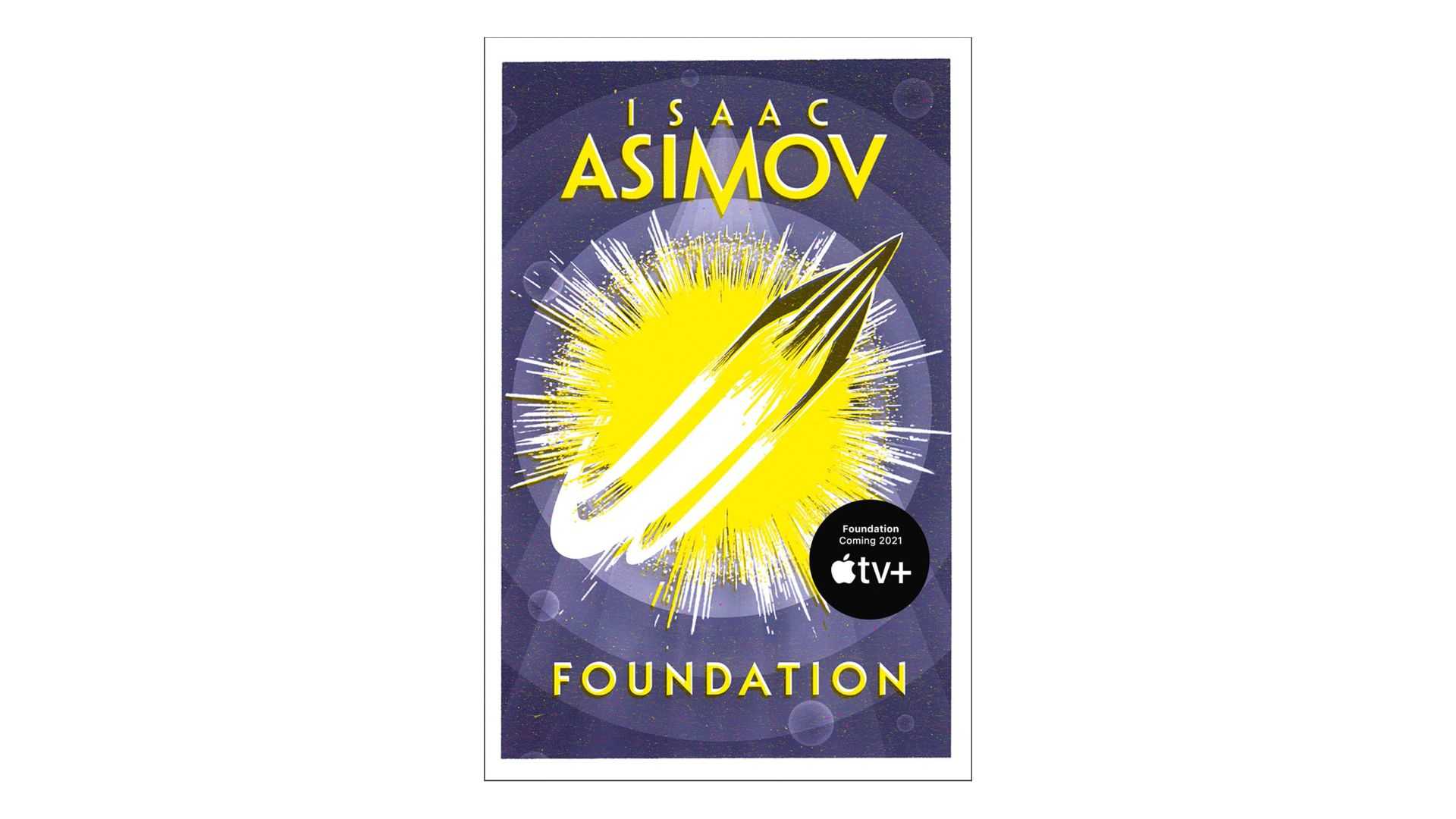 Foundation by Isaac Asimov book cover on a white background