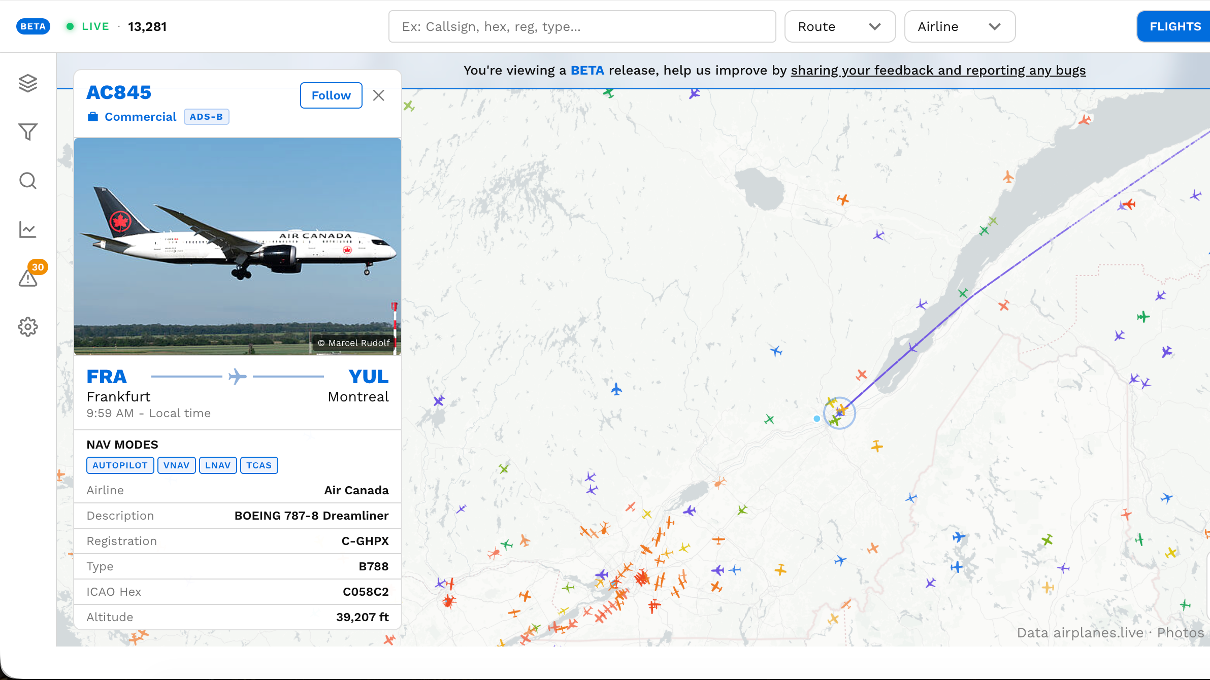Flight tracker review: Tracking my own Air Canada flight from 40,000 feet