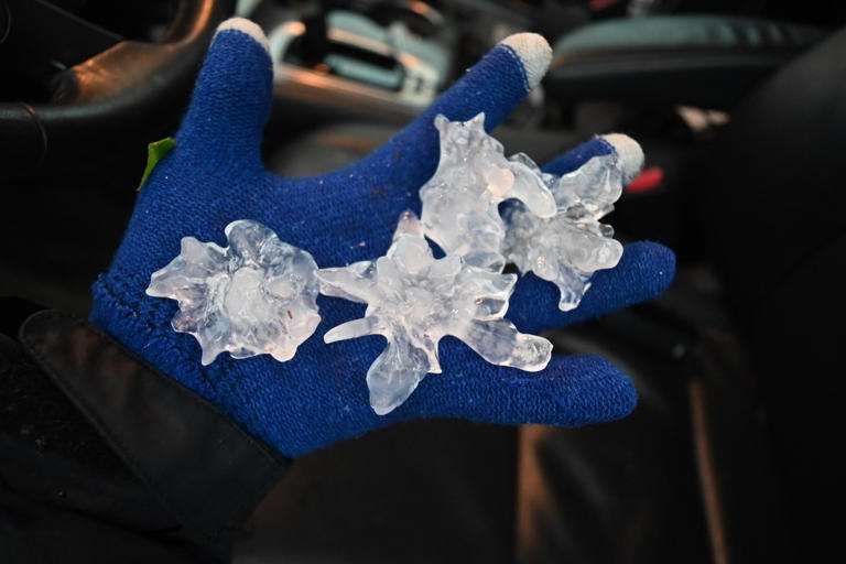 A storm chaser came across star-shaped hail for the first time