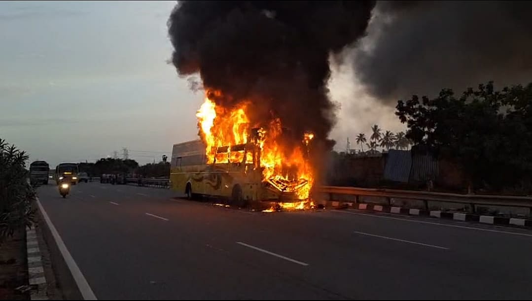 Close call for 36 as bus catches fire near Chennai