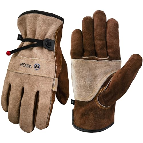 Wzqh Leather Work Gloves for Men or Women. Large Glove for Gardening, Tig/mig Welding, Construction, Chainsaw, Farm, Ranch, Etc. Cowhide, Soft Lining, Utility, Firm Grip, Durable. Coffee-Grey L
