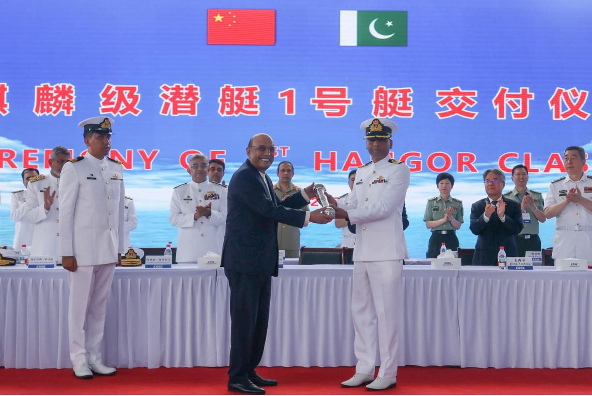 A ceremony to commission the first of the Hangor-class submarines is held in the southern Chinese city of Sanya in May. Photo: Weibo