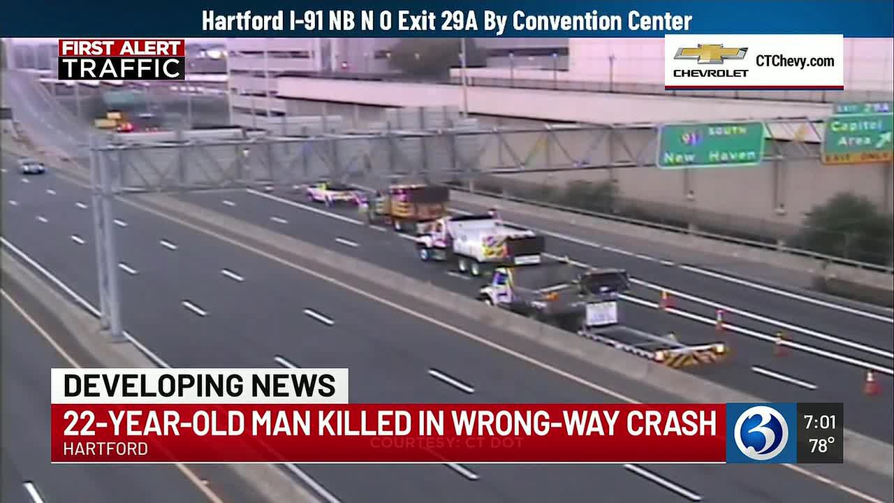22-year-old killed in wrong-way crash on I-91 in Hartford