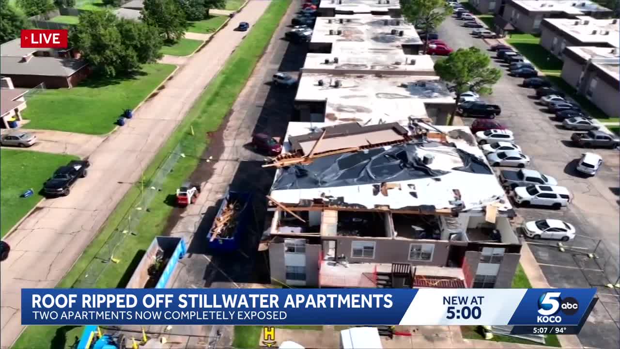 Roof ripped off Stillwater apartment building by high winds during ...