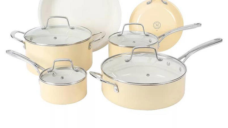 Martha Stewart's 10-piece nonstick cookware set at Kohl's is an elegant ...