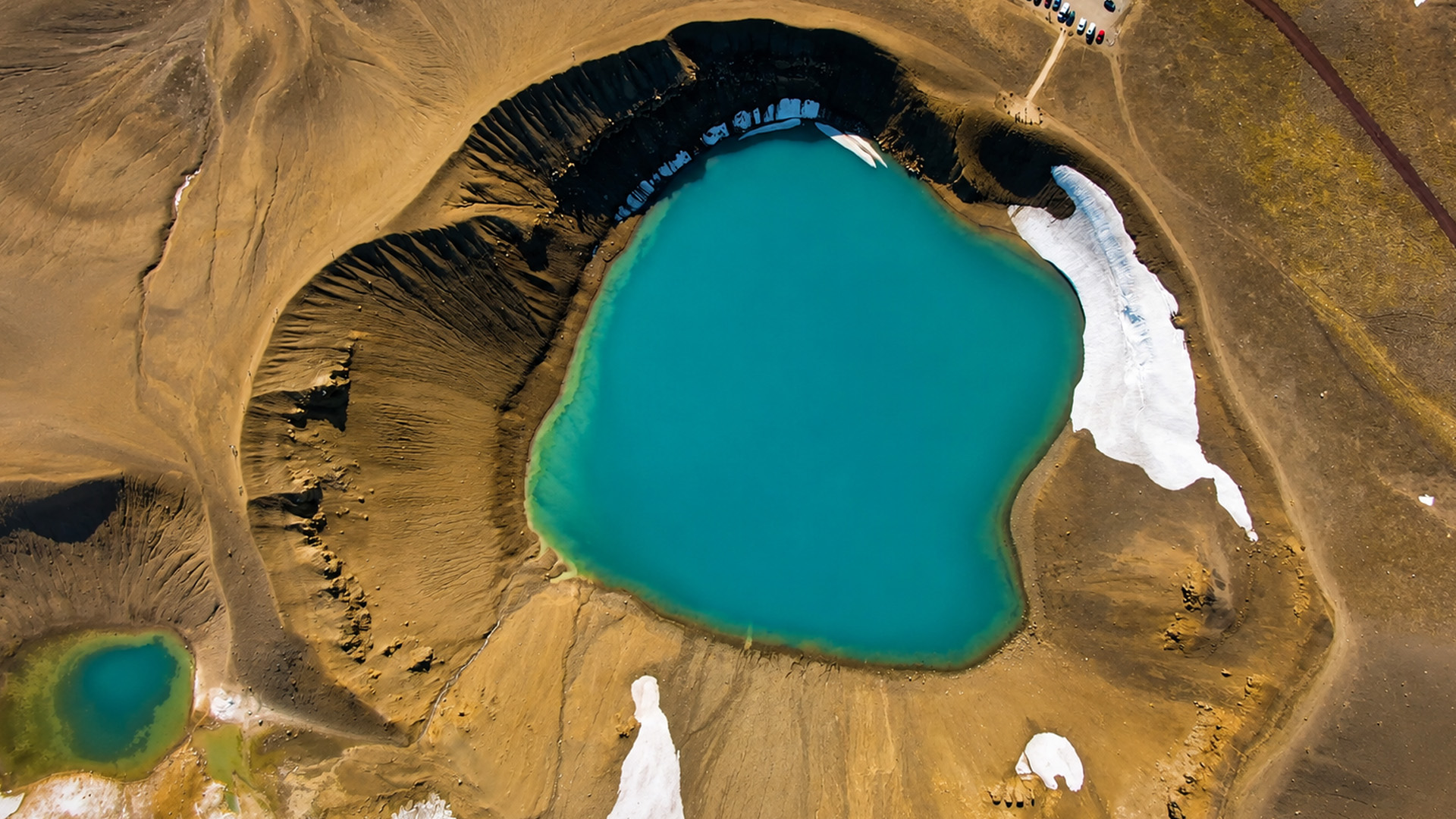 Nature filled this volcano with blue water