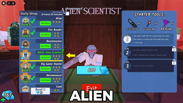 Alien scientist class: New alien shotgun weapon, dissolve ray, and ...