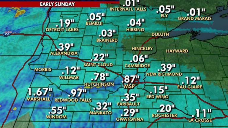 MN weather: Rain totals from Sunday morning storms