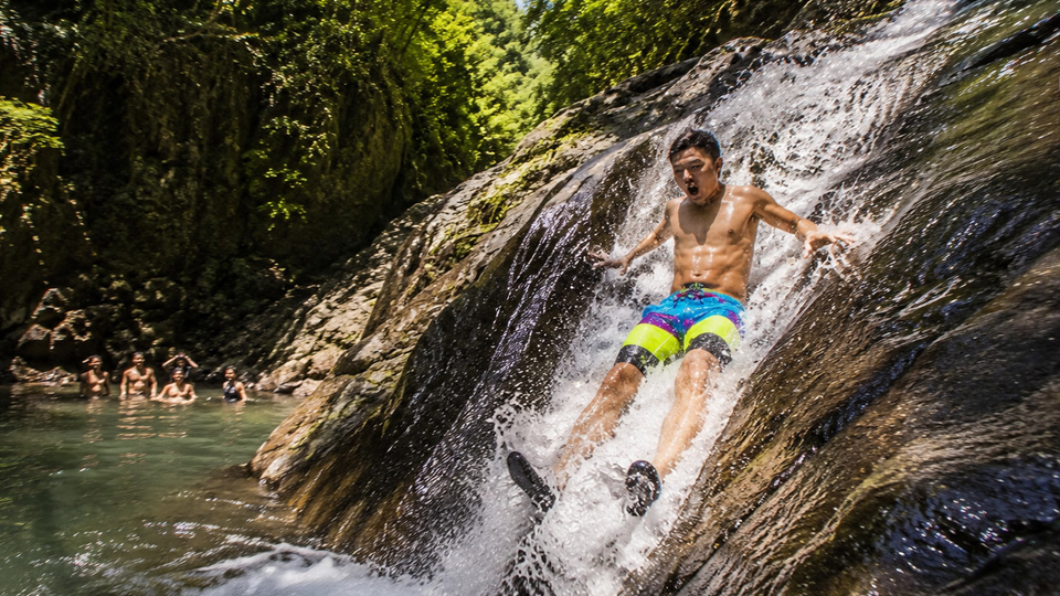35 foot waterfall slide creates epic water ride