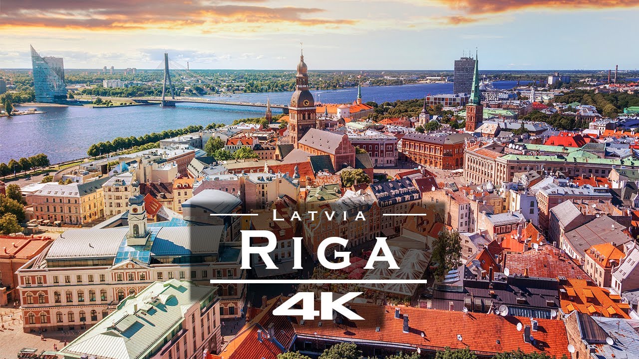 Riga, Latvia in 4K stunning aerial drone views