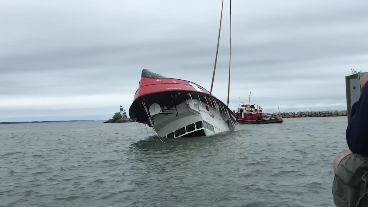 Watch what happens when a boat flips upside down