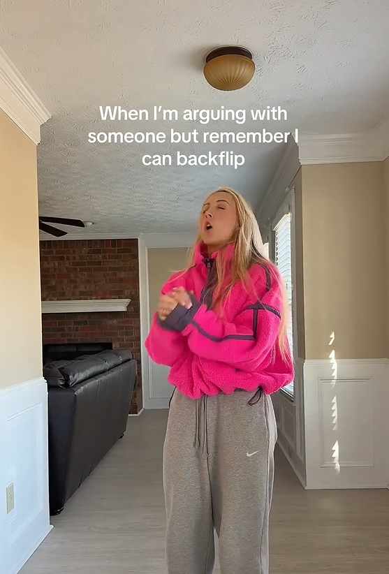 I think I won the argument: Gymnastics comedy backflip moment