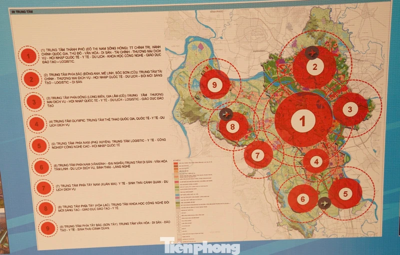 Quy hoạch Hà Nội 100 năm: 9 cực phát triển, 9 trung tâm lớn, 9 trục động lực
