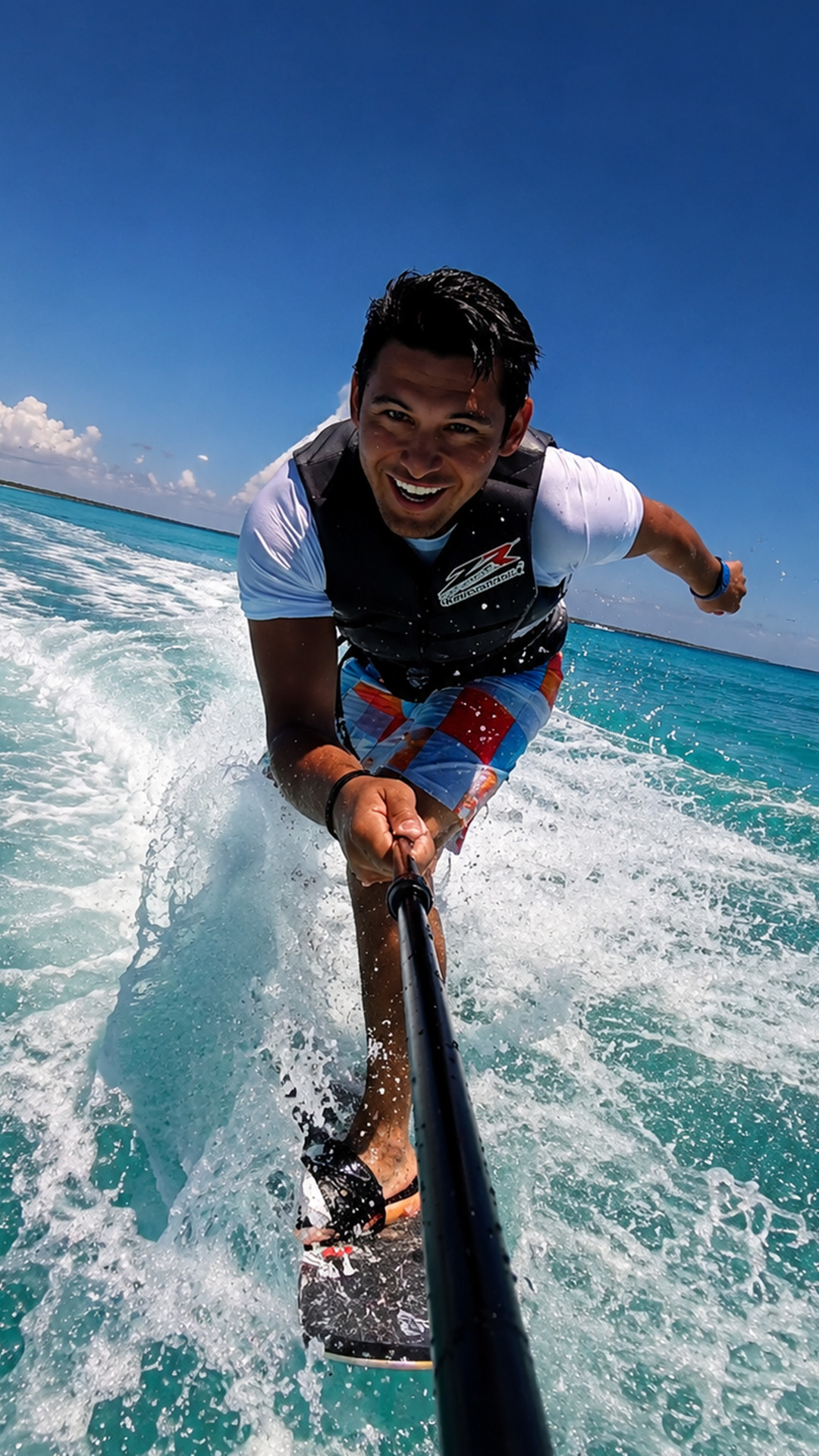A water hoverboard performance captured on camera