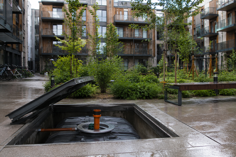 A Swedish neighbourhood buried a 25,000-litre rainwater tank beneath an ...