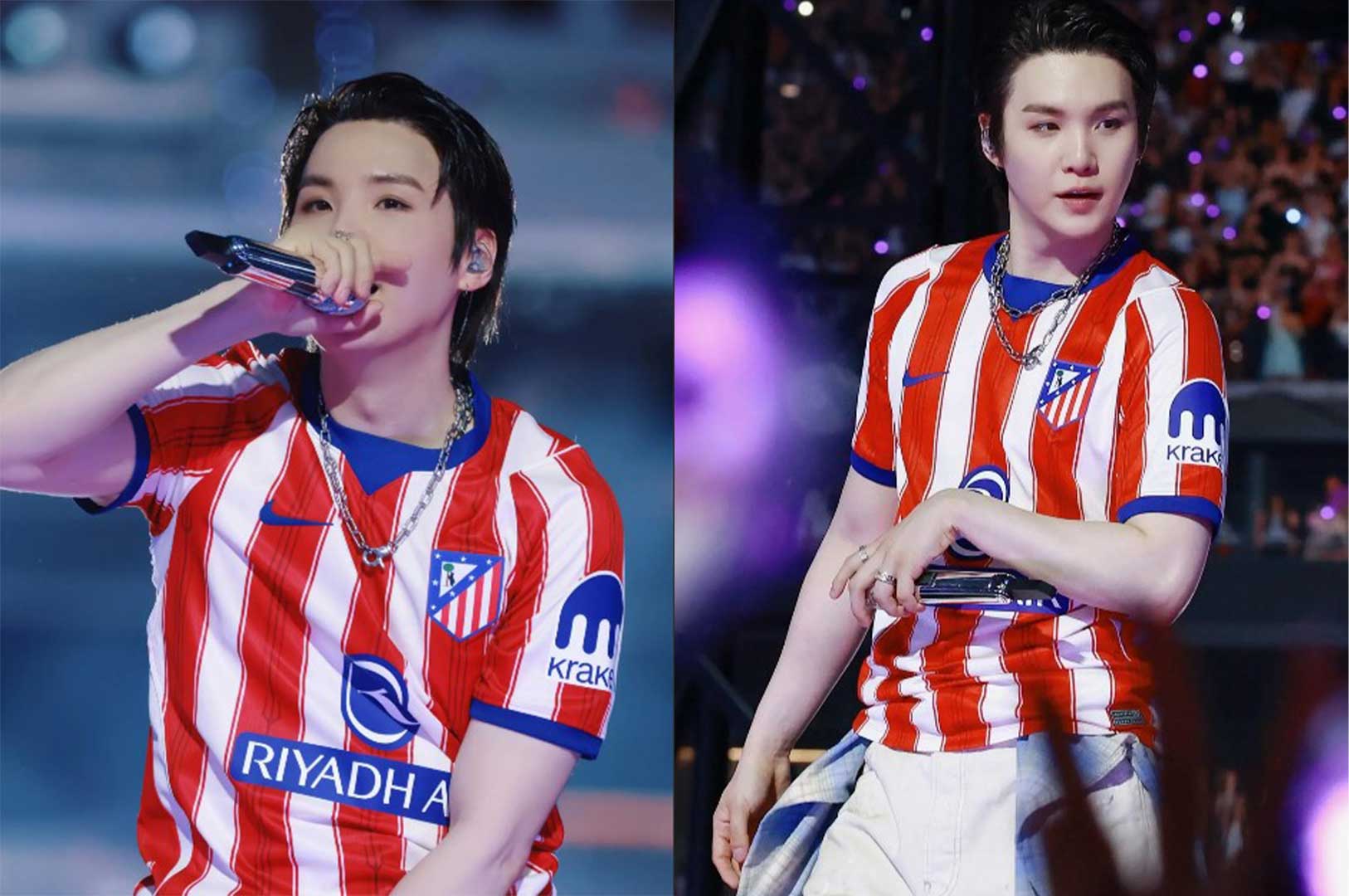 Suga (BTS) gây chú ý khi mặc mẫu áo đấu mới của Atletico Madrid