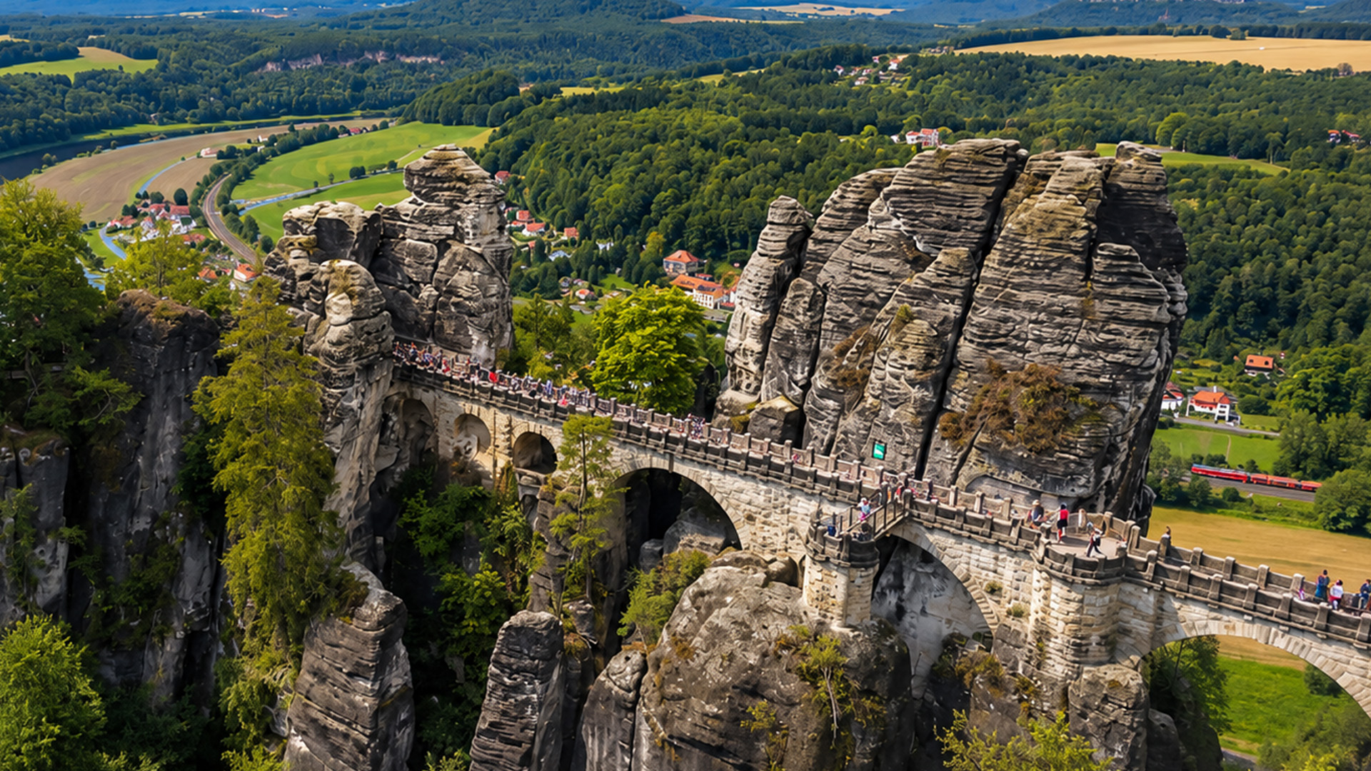 The stone bridge connecting Germany’s towering cliffs