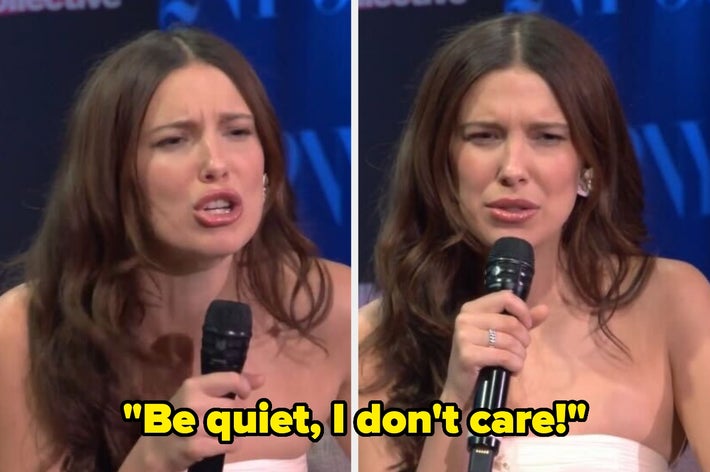 Person speaking into a microphone, expressing frustration. Text: