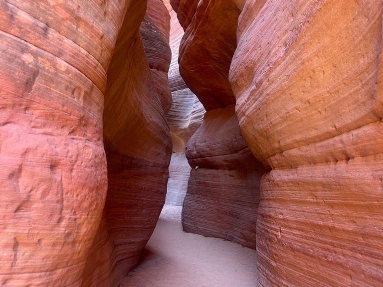 View of narrow red rock area