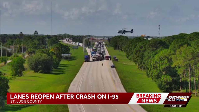 Lanes reopen after crash causes 3-mile backup on I-95 north in St ...