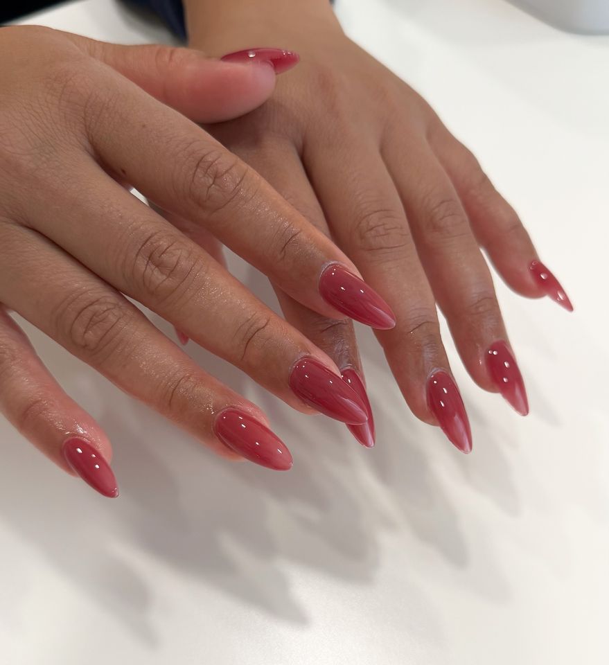 Pink jelly nails