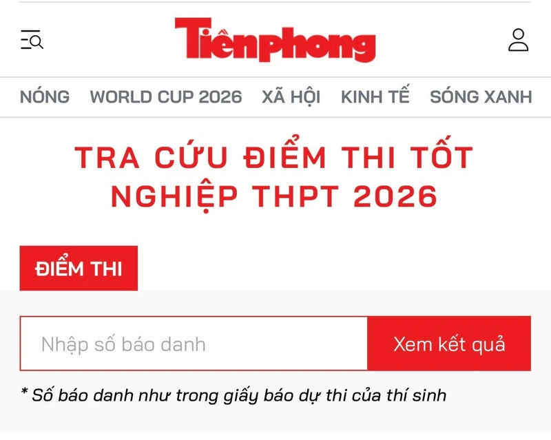Tra cứu điểm thi tốt nghiệp THPT trên Báo Tiền Phong