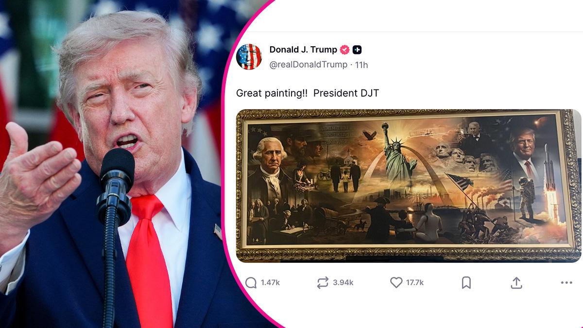 Donald Trump shares AI 'painting' depicting him as an American icon in ...