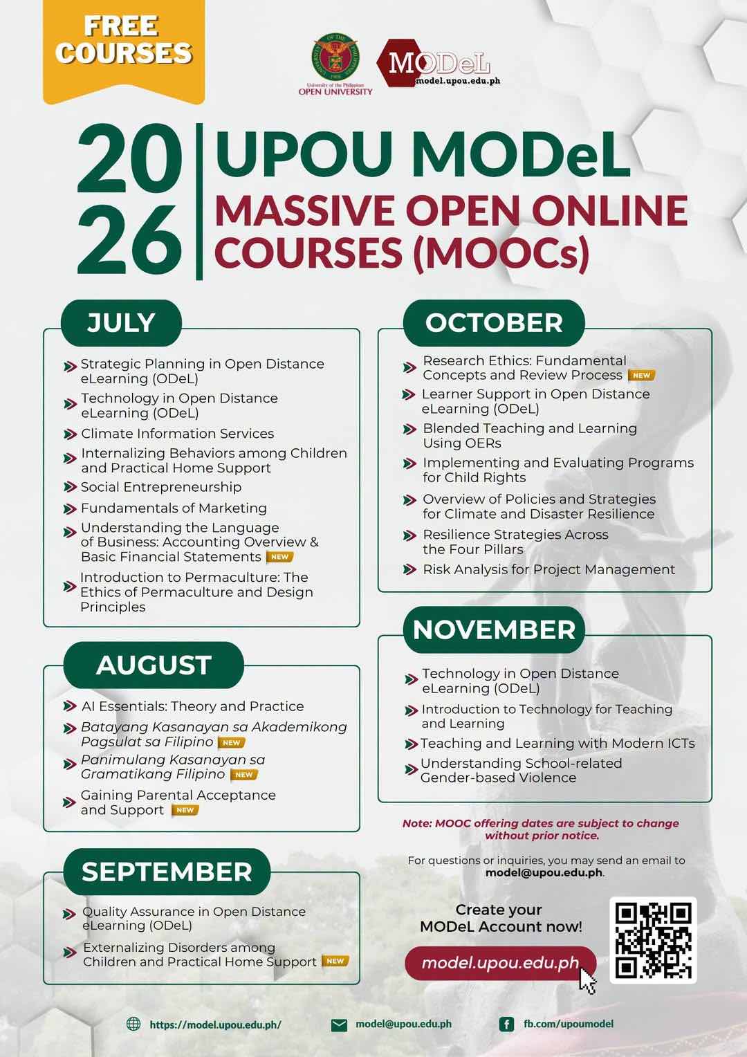 UP Open University opens 25 free online courses from July to December 2026
