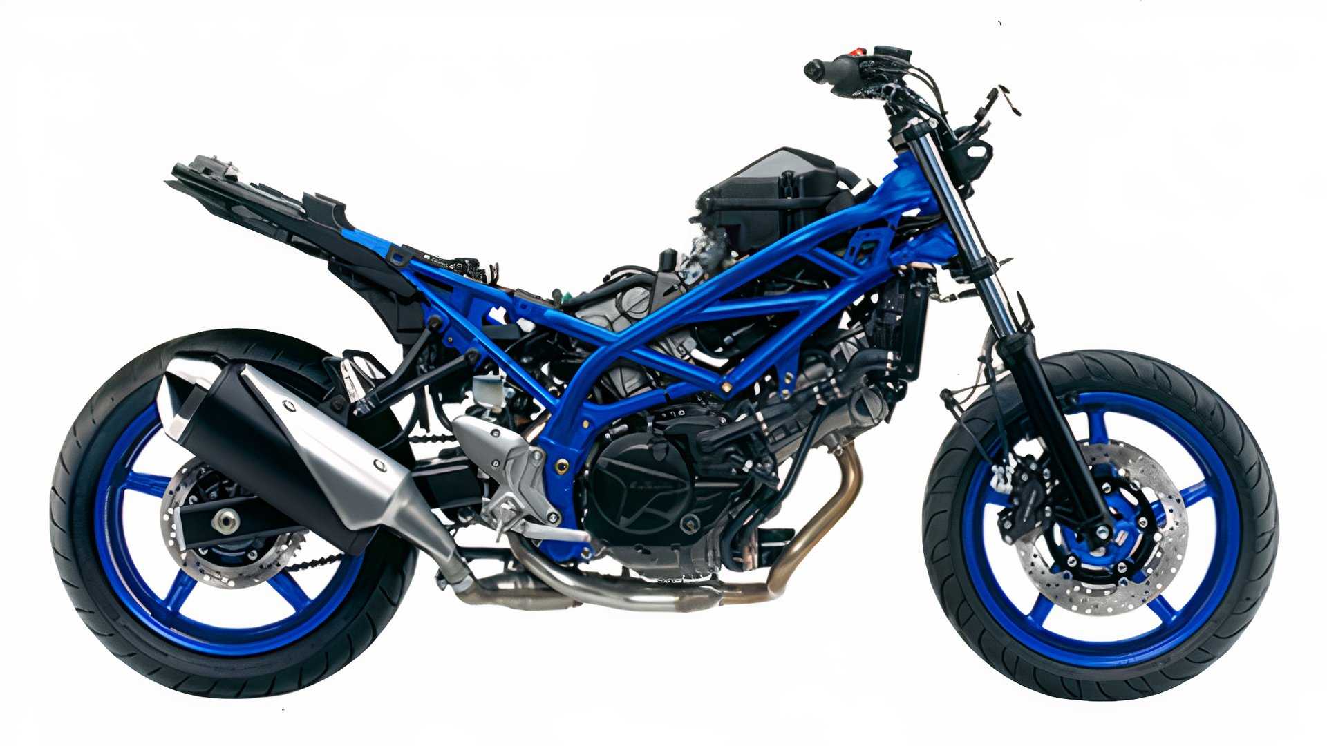 A cutaway image of Suzuki SV650 showing its simple mechanicals