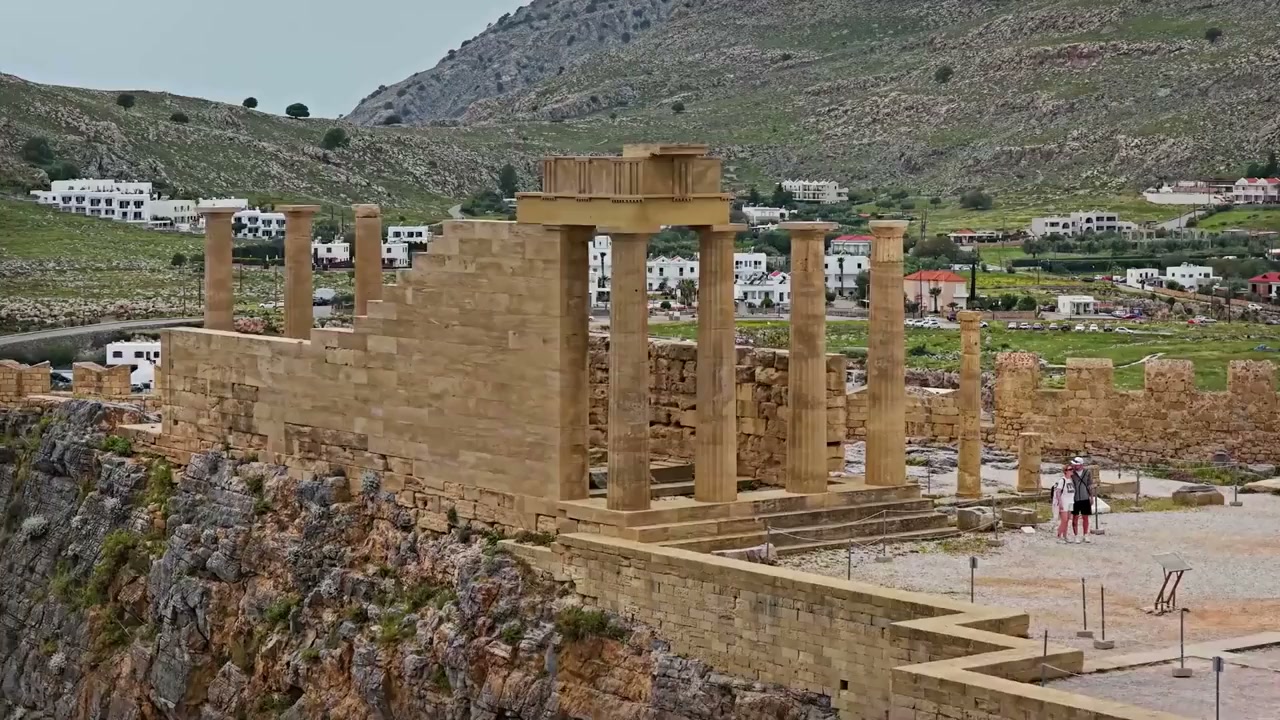 Lindos Acropolis, Greece: Drone views above the Aegean