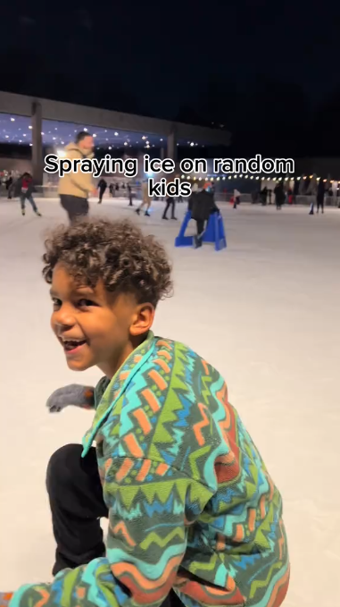 Funny ice skating spray moment on the ice