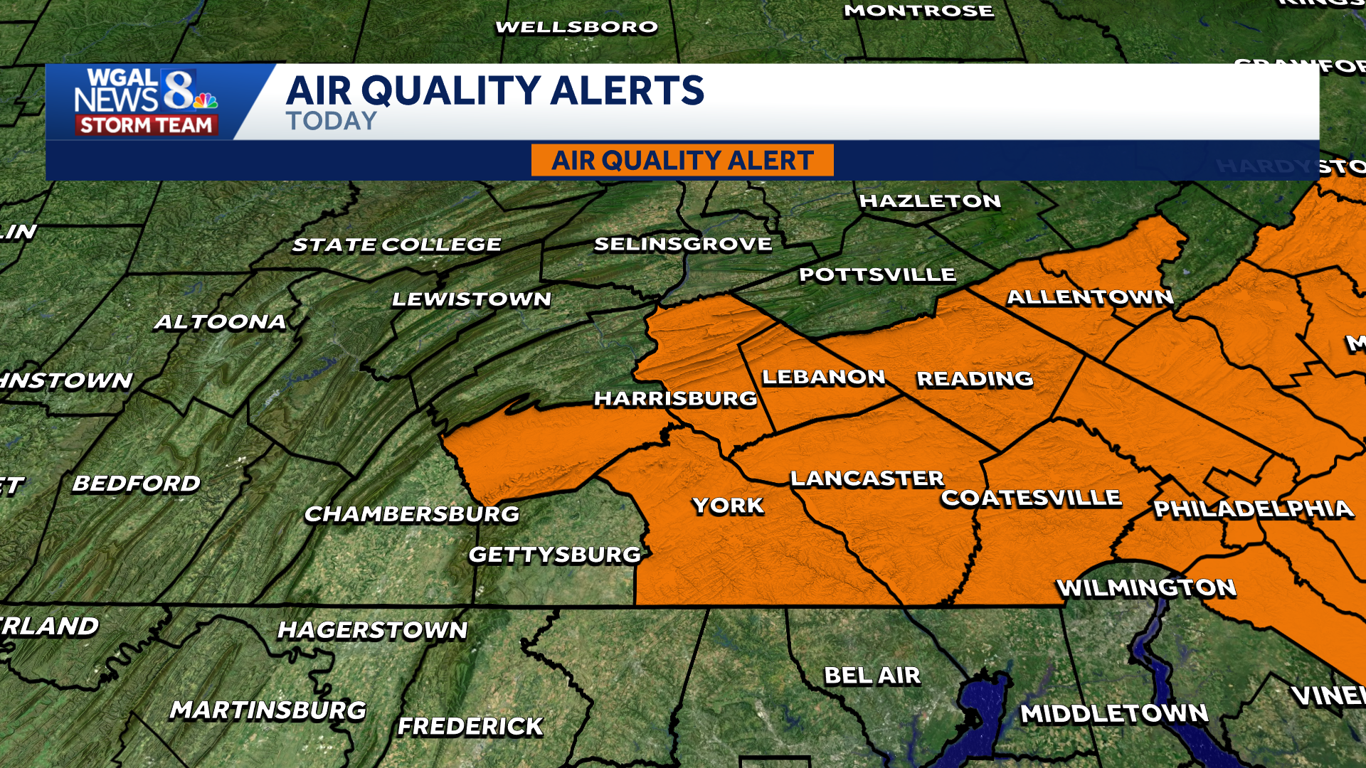 Code orange air quality alert issued for most of the Susquehanna Valley
