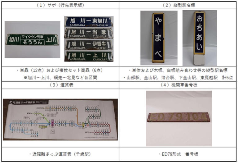 サボや縦型駅名標など25点が登場!JR北海道、「鉄道中古部品」