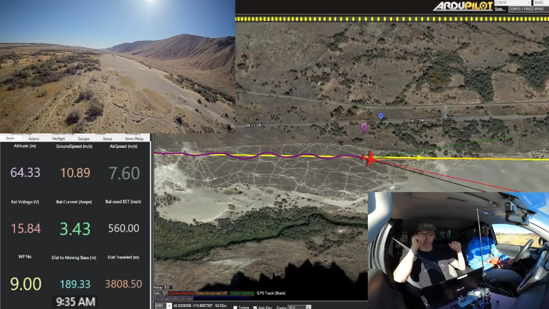 Solar powered plane cross country autonomous flight test