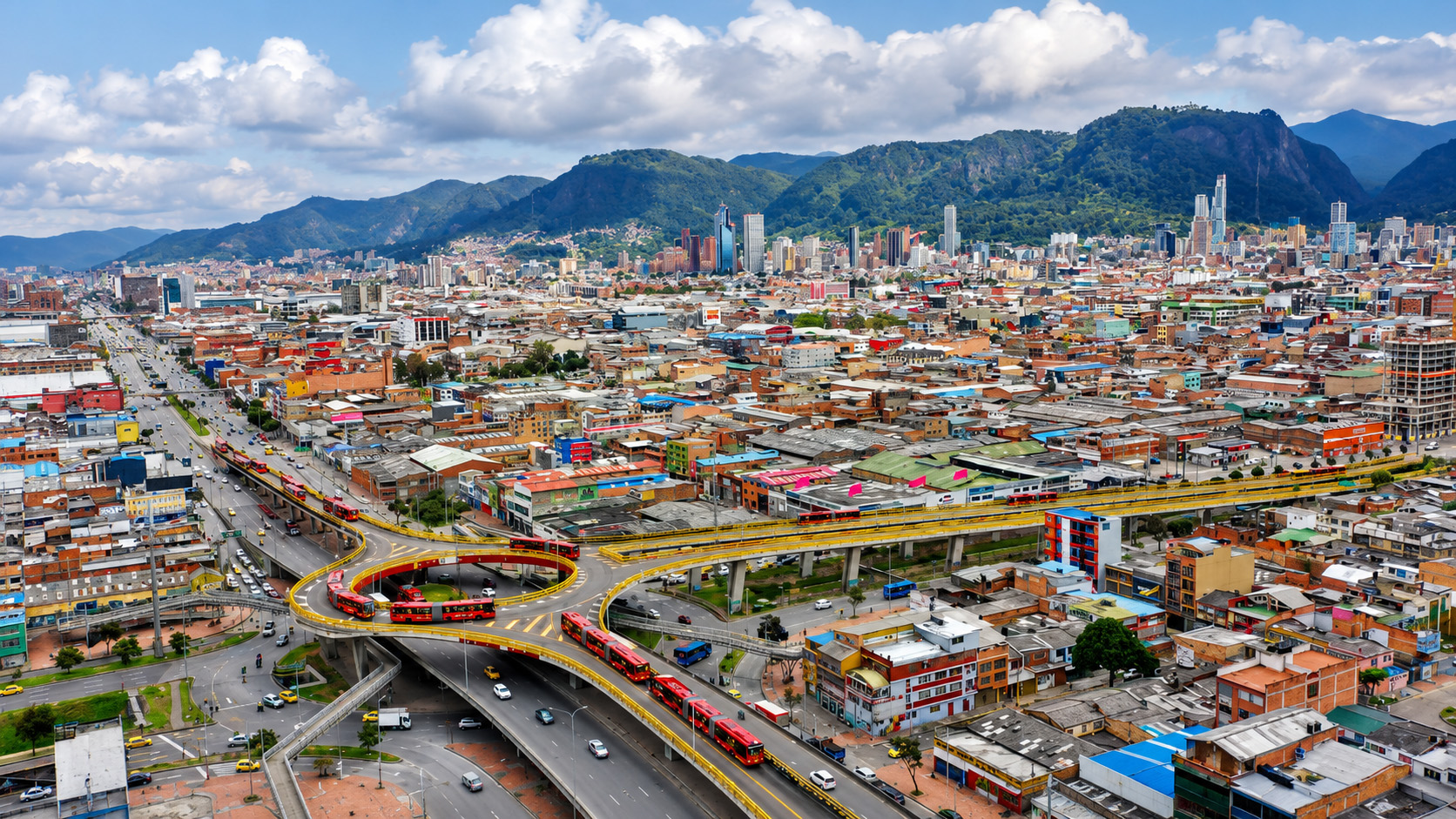 Bogotá’s busy roads beneath the towering Andes