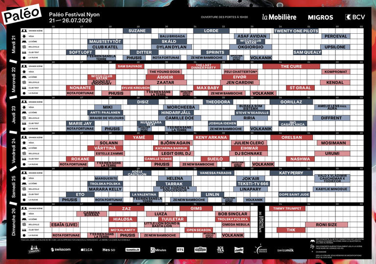 Paléo Festival dévoile sa grille horaire