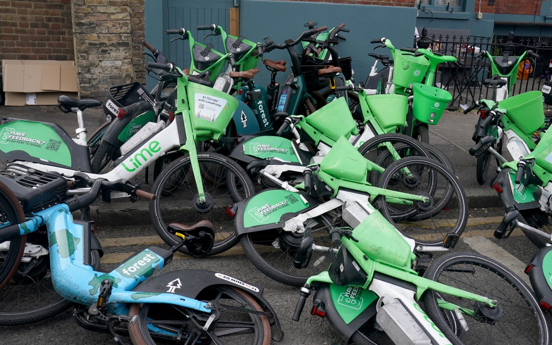 Discarded Lime bikes
