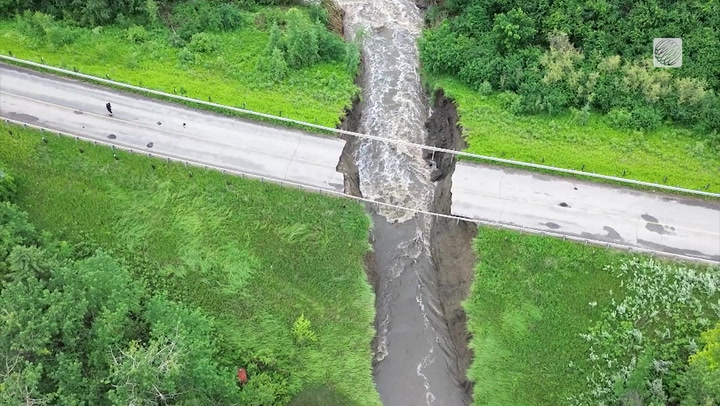 See the massive road washout in Strathcona County after severe flooding