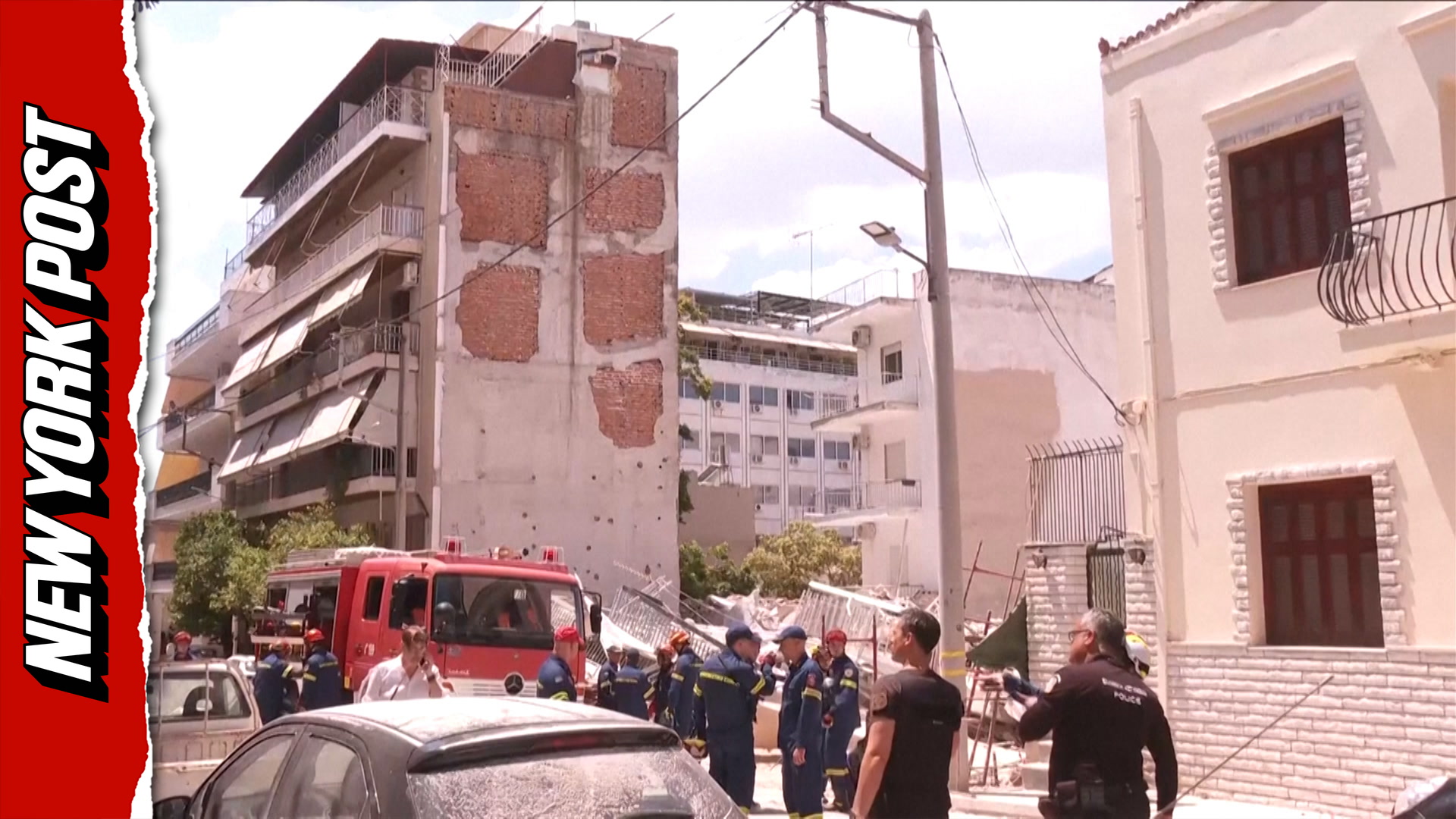 Search for survivors after 4-story apartment building collapses in Athens