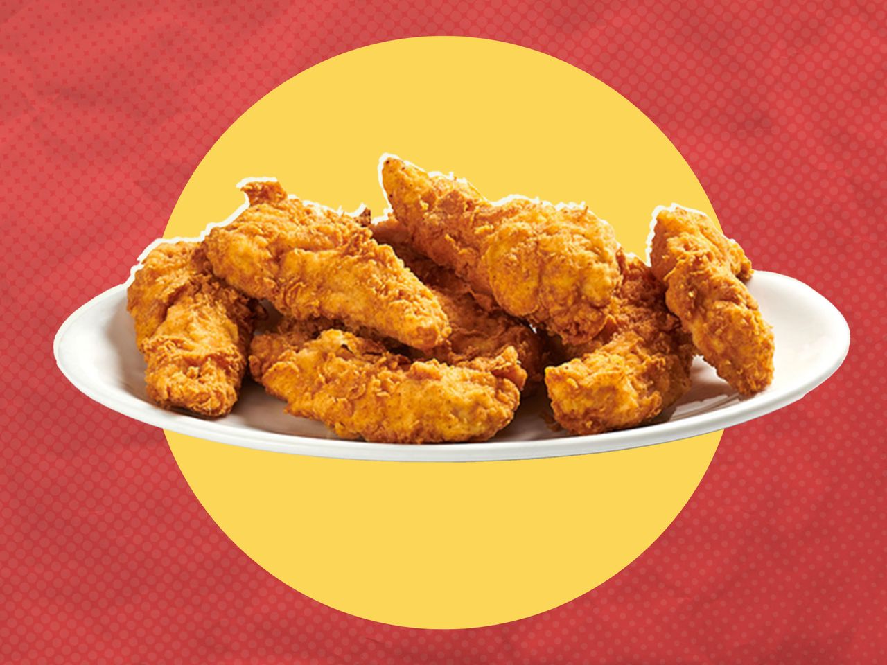 Kwik Star/Kwik Trip Fried Chicken Tenders on a red and yellow background